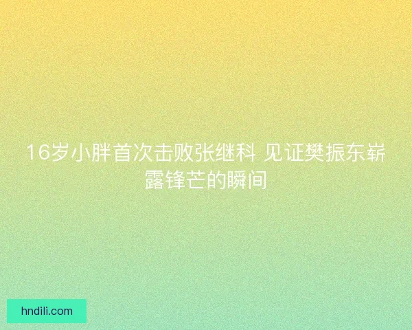 16岁小胖首次击败张继科 见证樊振东崭露锋芒的瞬间